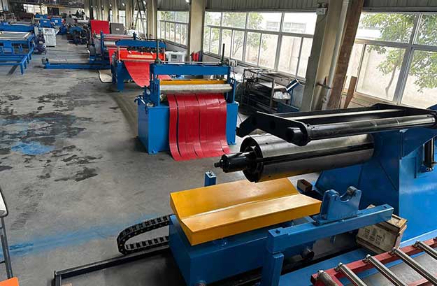leveling and embossing and slitting machine